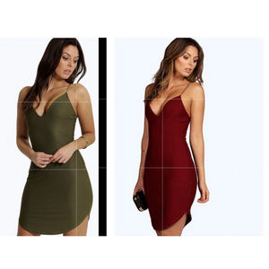 Boohoo Curved Hem Strappy Bodycon Dresses *2 FOR 1
